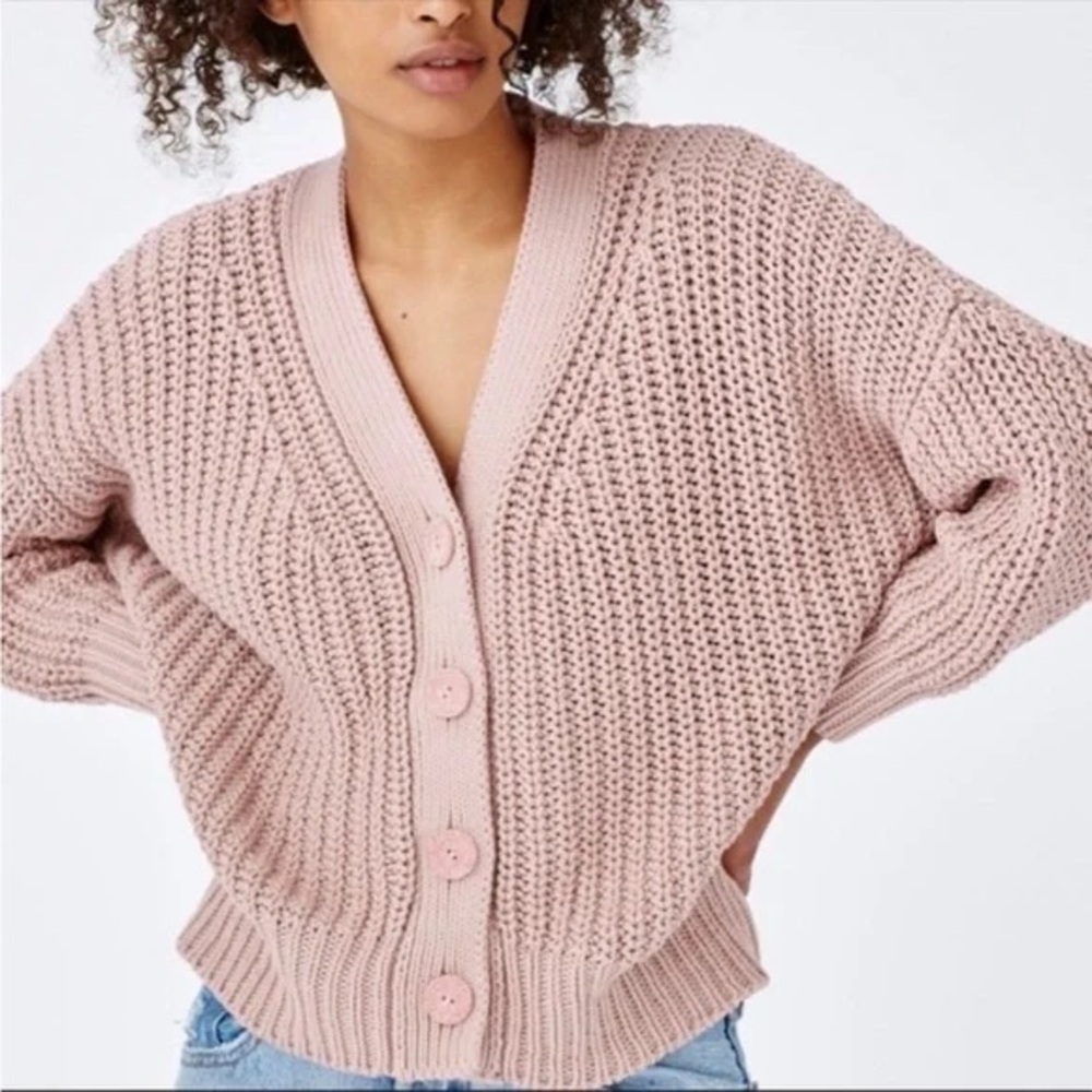 Babaa The Cardigan No. 18 Plum Blossom 100% Spanish Cotton Pink Sweater